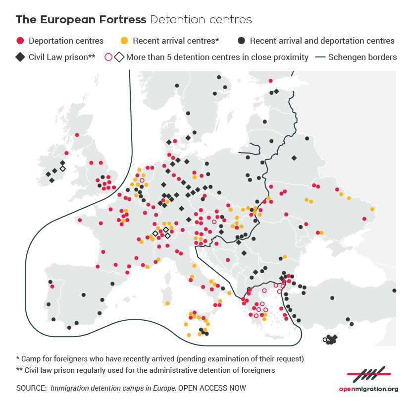 Detention of migrants and asylum seekers in Europe