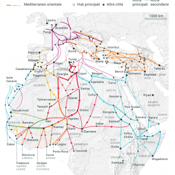 Le rotte migratorie del Mediterraneo e altri collegamenti, 2016
