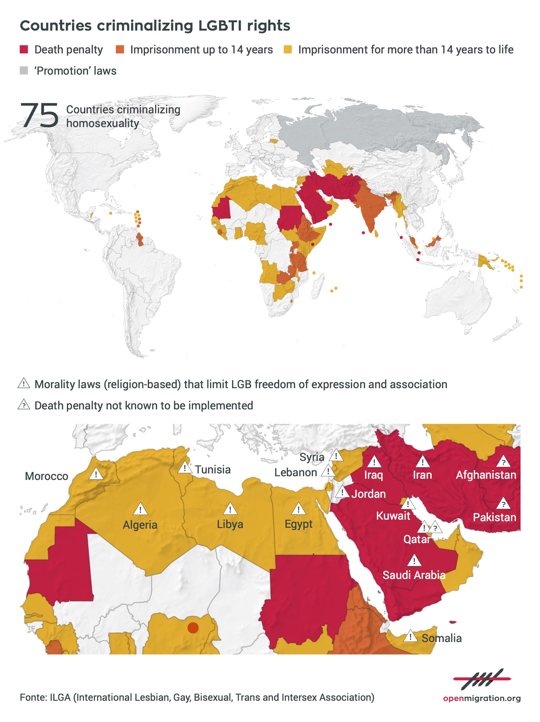 Countries criminalizing LGBTI rights