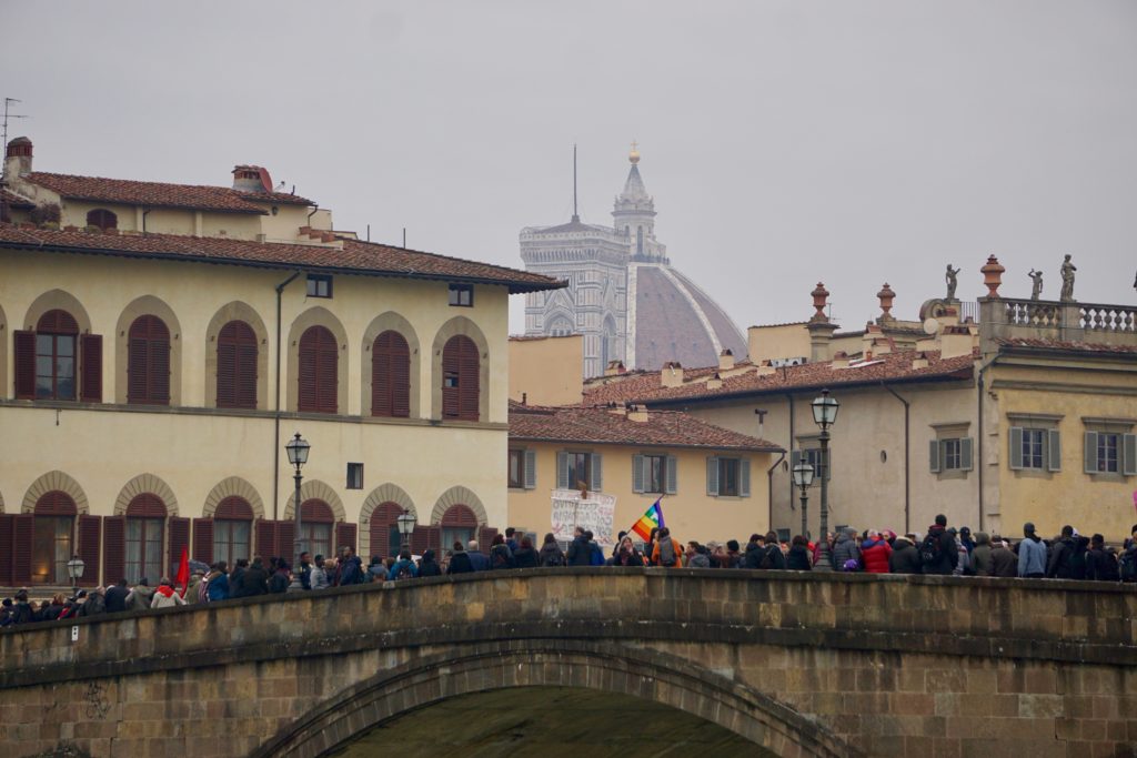 Manifestazione a Firenze del 10 marzo 2018, qualche giorno dopo l'uccisione di Idy Diene sul ponte Amerigo Vespucci (foto courtesy Soufiane Malouni)